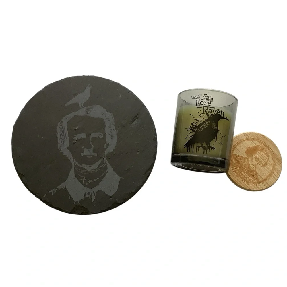 Edgar Allen Poe Candle and Slate Plate NEW - Picture 1 of 1